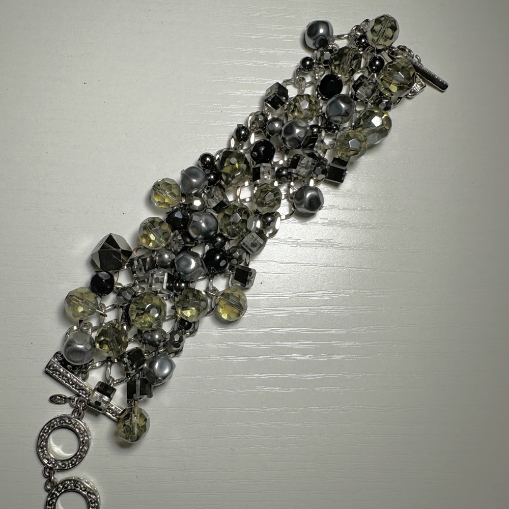 Premier Designs Black and Silver Cluster Bracelet